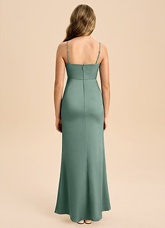 Azazie Buzzy Junior Eucalyptus Sheath Pleated Stretch Satin Dress image2