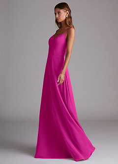 Azazie Marley Bridesmaid Dresses Fuchsia A-Line Off the Shoulder Chiffon Convertible Dress image6
