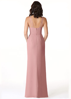 Azazie Leo Bridesmaid Dresses Dusty Rose Mermaid V-Neck Pleated Chiffon Dress image2