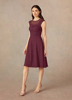 Azazie Klaus Mother of the Bride Dresses Cabernet A-Line Scoop Sequins Chiffon Dress image4