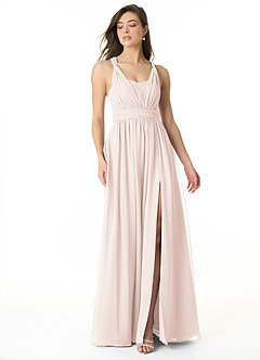 Azazie Olani Bridesmaid Dresses Rose Petal A-Line Off the Shoulder Chiffon Convertible Dress image1