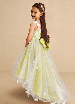 Azazie Celia Flower Girl Dresses Canary A-Line Lace Tulle Dress image1