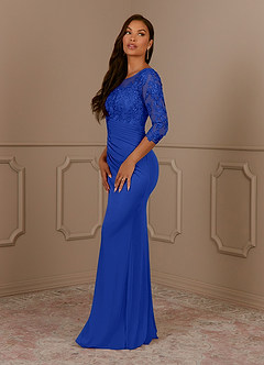 Azazie Fatemah Mère de la mariée Robes Robe Sirène en Dentelle Dentelle à encolure dégagée Bleu Roi image2