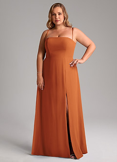Azazie Wren Bridesmaid Dresses Cinnamon A-Line Side Slit Chiffon Convertible Dress image14