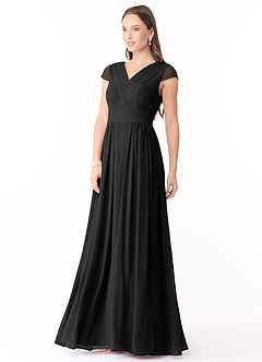 Azazie Organa Final Sale Desert Rose A-Line Pleated Chiffon Dress image3