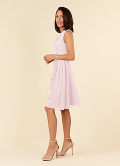 Azazie Theron Mother of the Bride Dresses Blushing Pink A-Line V-Neck Pleated Chiffon Dress image3
