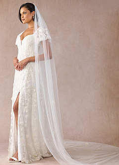 front 3D Flower Cathedral Veil