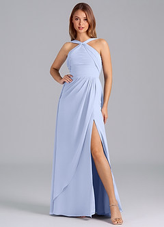 Azazie Mianna Brautjungfernkleider A-Linie Plissee Chiffon Kleid Eis image3