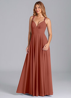 Azazie Darana Bridesmaid Dresses Auburn A-Line Corset Chiffon Dress image5
