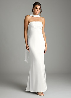 Azazie Saylor Bridesmaid Dresses White Mermaid Strapless Chiffon Dress image1