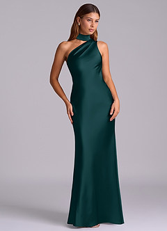 Azazie Seona Brudtärnklänningar Klänning av Sjöjungfru i Stretch Satin One-shoulder Tallgrön image7