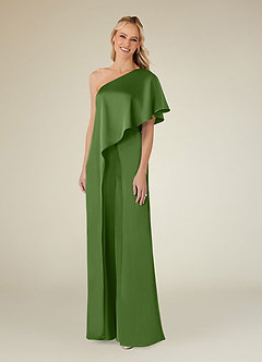 Azazie Hagretta Mother of the Bride Dresses Basil Jumpsuit/Pantsuit Stretch Satin Dress image3