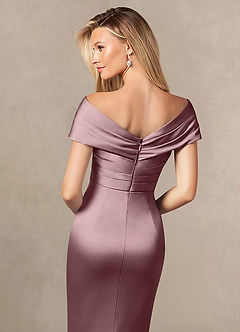 Azazie Ludlow Mother of the Bride Dresses Dusty Rose Mermaid Pleated Stretch Satin Dress image5