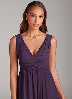 Azazie Tanicia Bridesmaid Dresses Plum A-Line Pleated Chiffon Dress image5