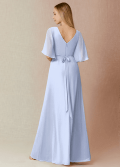 Azazie Cierra Probar vestidos en casa Vestido de Glicinia de Gasa de Corte en A con Cuello en V image2