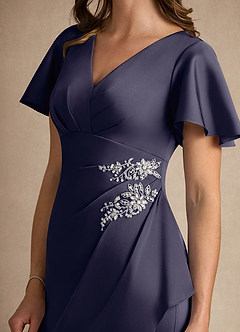 Azazie Robins vestidos de madre de la novia Vestido de Tormenta de Satén Elástico de Corte En A con Plisado image6