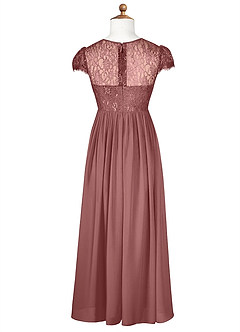 Azazie Delevingne Junior Vestido de Rosa Del Desierto de Gasa de Corte En A con Encaje image7