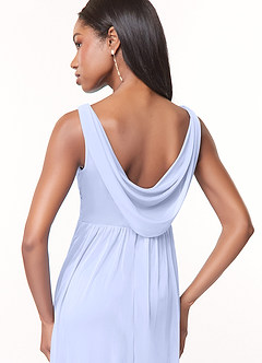 Azazie Oceana Bridesmaid Dresses A-Line V-Neck Pleated Mesh Floor-Length Dress image4