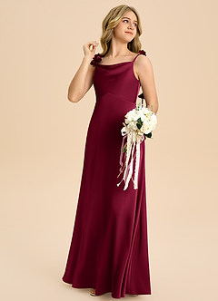 Azazie Gumdrop Junior Empire Plissee Stretch-Satin Kleid Burgunderrot image4