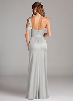 Azazie Wynter Jurken voor bruidsmeisjes Jurk van Stretch Satijn met Kolom Off the Shoulder Zilver image2