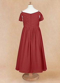 Azazie Chelle Flower Girl Dresses Rust A-Line Pleated Chiffon Dress image7