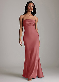 Azazie Saylor Jurken voor bruidsmeisjes Jurk van Stretch Satijn met Zeemeermin Strapless Antieke Roos image2