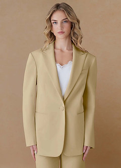 front Amelia Champagne Refined Weave Performance Oversized 2-Piece Suit