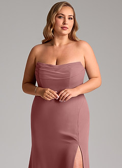 Azazie Saige Bridesmaid Dresses Desert Rose A-Line Off the Shoulder Chiffon Convertible Dress image11