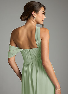 Azazie Kassandra Abiti da Damigella Abito A-Line in Chiffon a Spalla Scoperta Verde Salvia image7