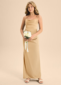 Azazie Mai Junior Gold A-Line Sweetheart Neckline Stretch Satin Dress image4