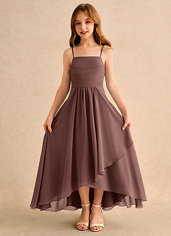 Azazie Twilight Dance Girls Formal Blumenmädchenkleider A-Linie Plissee Chiffon Kleid Espresso image6