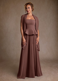 Azazie Josabeth vestidos de madre de la novia Vestido de Expresado de Gasa de Corte en A con Plisado image4