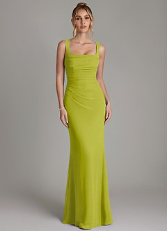 Azazie Agustina Bridesmaid Dresses Lemongrass Mermaid Corset Chiffon Dress image5