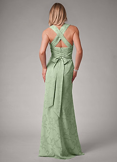 Azazie Luci Robes de demoiselle d'honneur Robe Sirène Convertible en Blumen-Burnout Plissée Vert Sauge image2