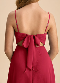 Azazie Shale Junior Scarlet A-Line Bow Chiffon Dress image7