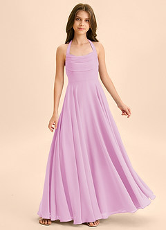 Azazie Kady Junior Robe Trapèze en Mousseline de soie Encolure en Forme de Cœur Rose Bonbon image1