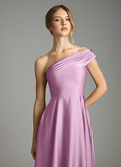 Azazie Melanie Suknie dla druhen Linia A Zza ramienia Satyna elastyczna Do ziemi Sukienka image6