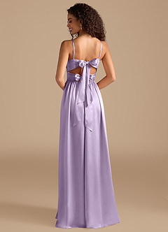 Azazie Zeya Bridesmaid Dresses Lilac A-Line Pleated Metallic Satin Dress image2