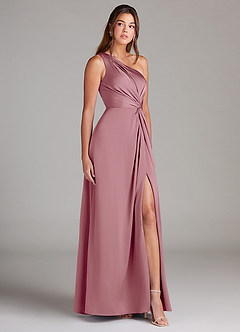 Azazie Brooke Bridesmaid Dresses Vintage Mauve A-Line One Shoulder Stretch Satin Dress image4