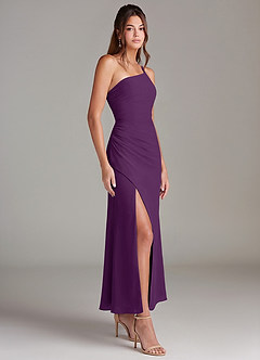 Azazie Eren 신부 들러리 드레스 인어 한쪽 어깨 쉬폰 발목 길이 드레스 image4