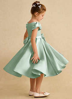 Azazie Pearl Flower Girl Dresses Agave Ball-Gown Pleated Matte Satin Dress image3