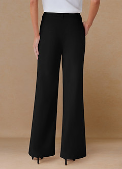 front Marina Black Refined Weave Straight-Leg Pants
