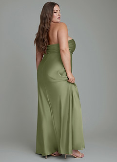 Azazie Saylor Bridesmaid Dresses Garden Sage Mermaid Strapless Stretch Satin Dress image12