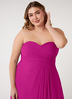 Azazie Arabella Allure Bridesmaid Dresses Fuchsia A-Line Sweetheart Neckline Chiffon Convertible Dress image16