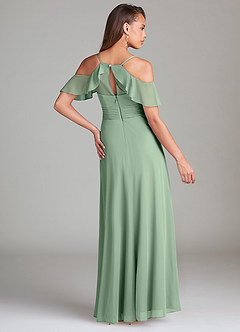 Azazie Dakota Bridesmaid Dresses Matcha A-Line Off the Shoulder Mesh Dress image4