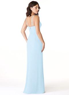 Azazie Leo Bridesmaid Dresses Sky Blue Mermaid V-Neck Pleated Chiffon Dress image4