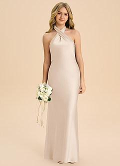 Azazie Chickie Junior Etui Plissee Stretch-Satin Kleid Alabaster Weiß image3