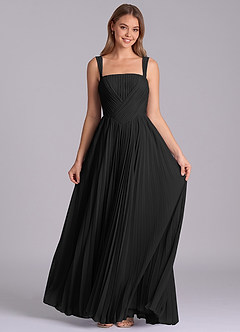 Azazie Mina Jurken voor bruidsmeisjes Jurk van Chiffon met A-Lijn Geplooid Zwart image4