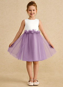 Azazie Louisa Flower Girl Dresses Ivory Wisteria A-Line Sleeveless Tulle Dress image1