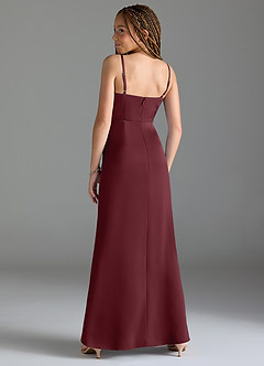 Azazie Maci Junior Cabernet Mermaid Pleated Stretch Satin Dress image5